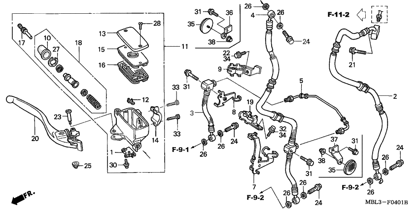 Fr. brake master cylinder              

                  NT650V2/3/4/5