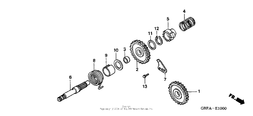 Kick starter spindle