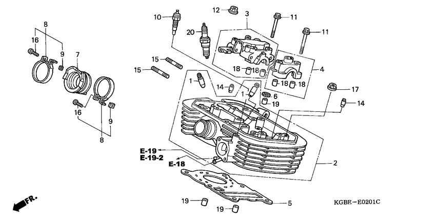 Rear cylinder head