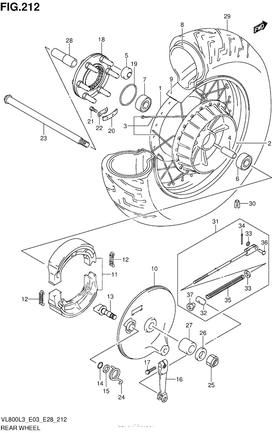 Заднее колесо (Vl800L3 E03)