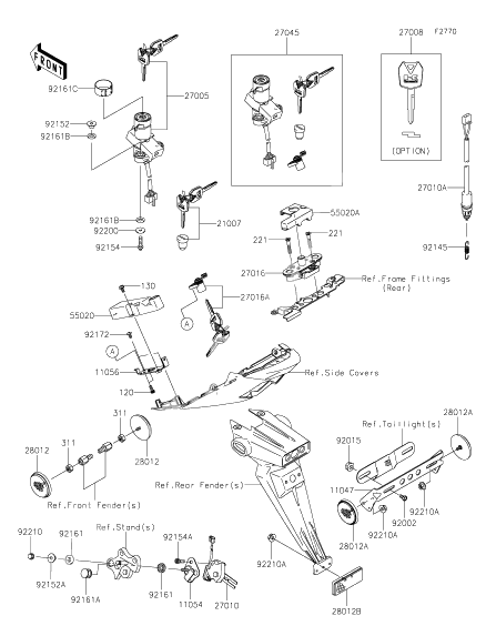 Ignition switch/locks/reflectors