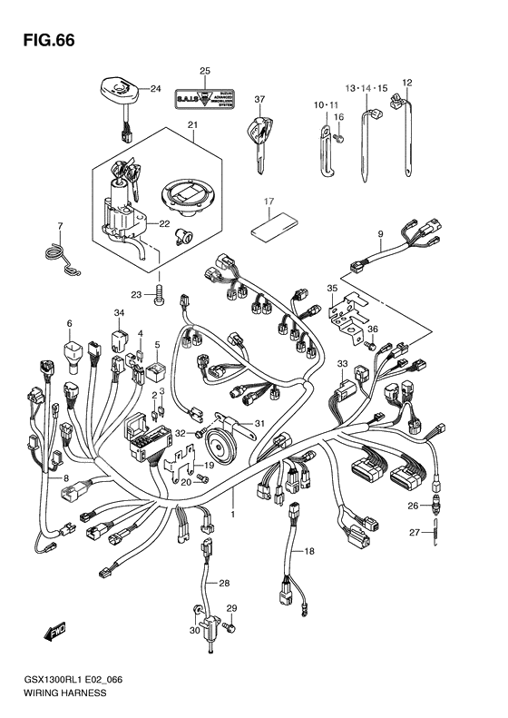 Wiring harness              

                  Gsx1300rl1 e2