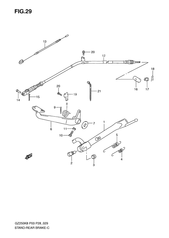 Stand - rear brake