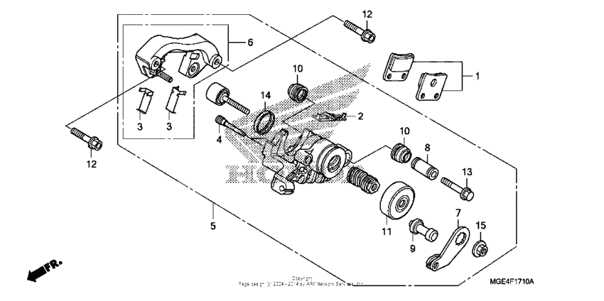 Rear brake caliper (parking)