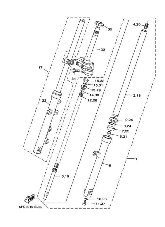 Front fork assy(ur silv