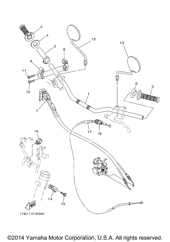 Steering handle cable
