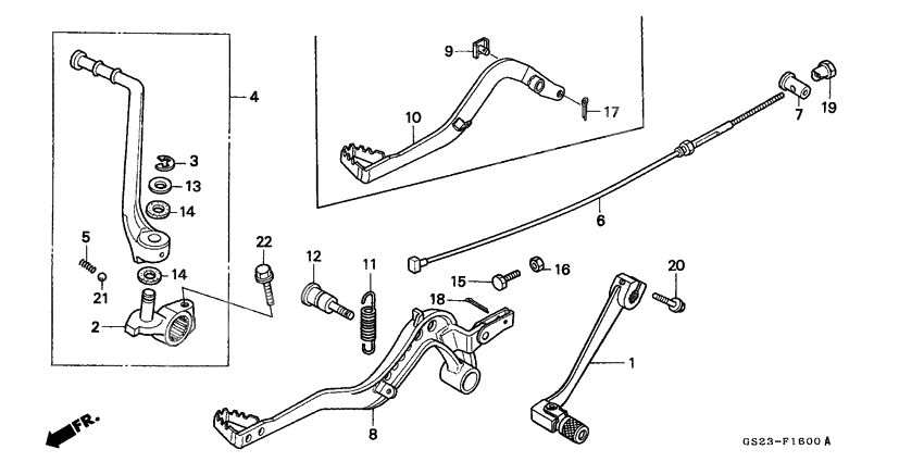 Pedal/kick starter arm