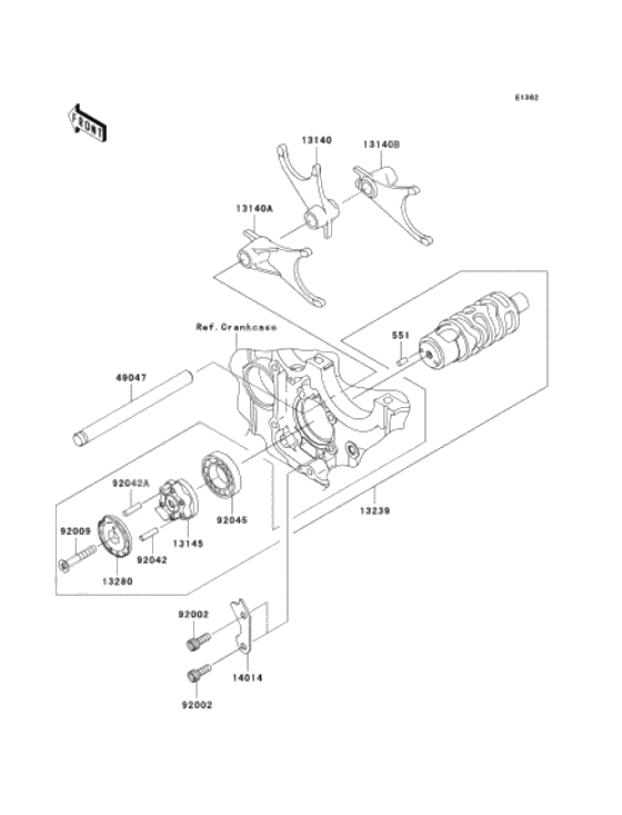 Gear change drum & forks