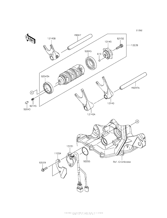 Gear change drum/shift fork(s)