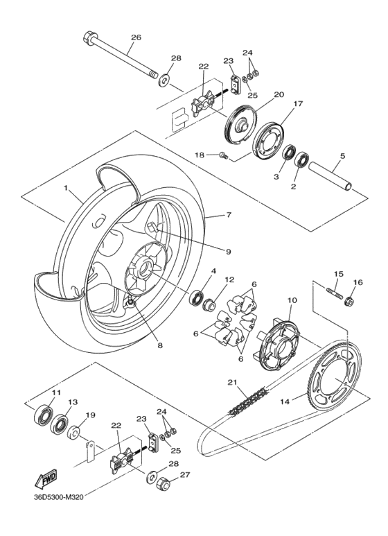 Rear wheel complete assy