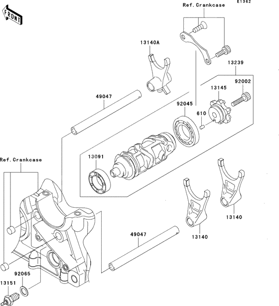 Gear change drum/shift fork(s)