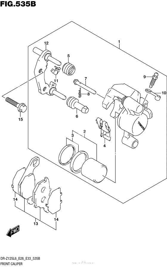 Передний тормозной суппорт (Dr-Z125Ll6 E33)