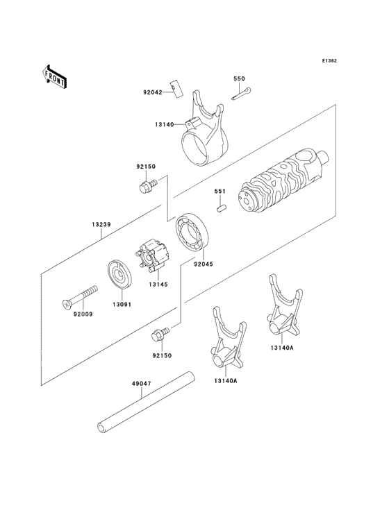 Gear change drum/shift fork(s)