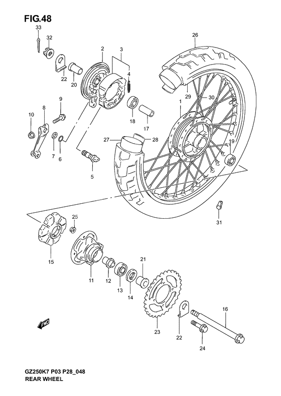 Rear wheel complete assy