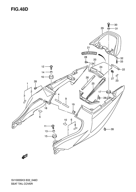 Seat tail cover              

                  Sv1000sk5/s1k5/s2k5