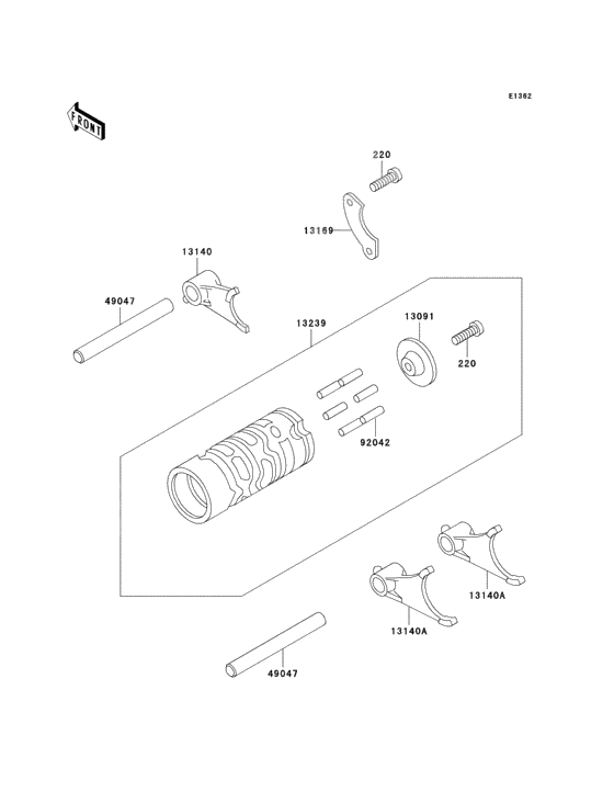 Gear change drum/shift fork(s)