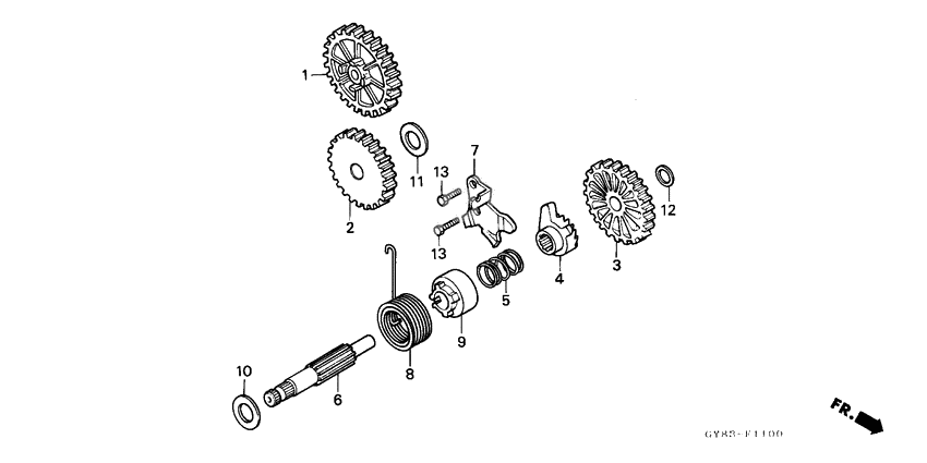 Kick starter spindle