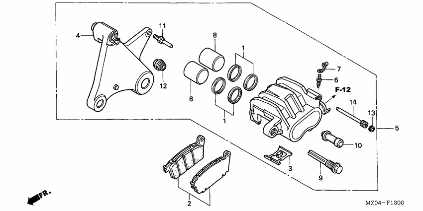 Rear brake caliper