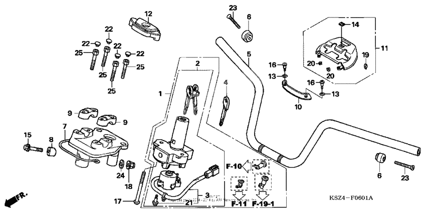 Handlebar + handle cover (nss250s/nss250as)
