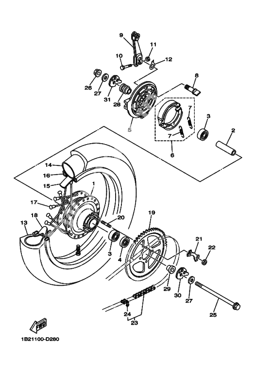 Rear wheel complete assy