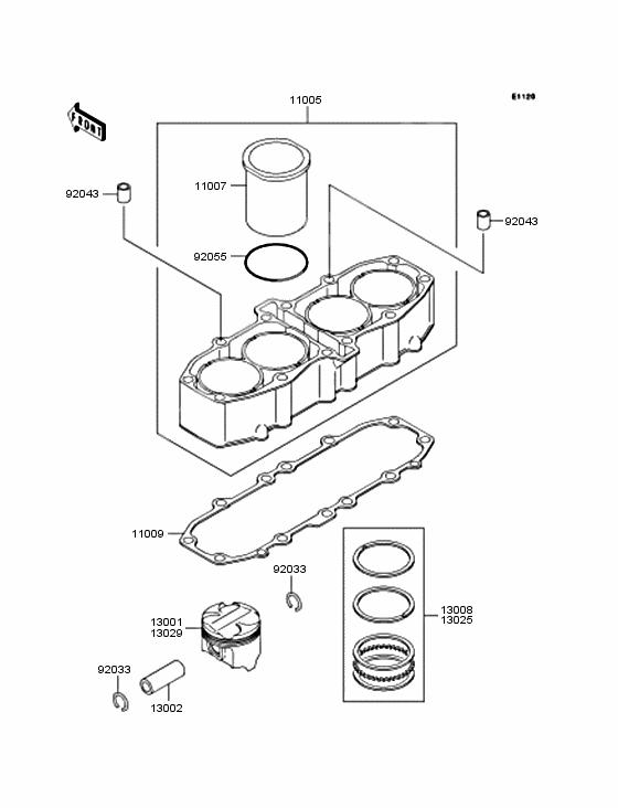 Cylinder/piston