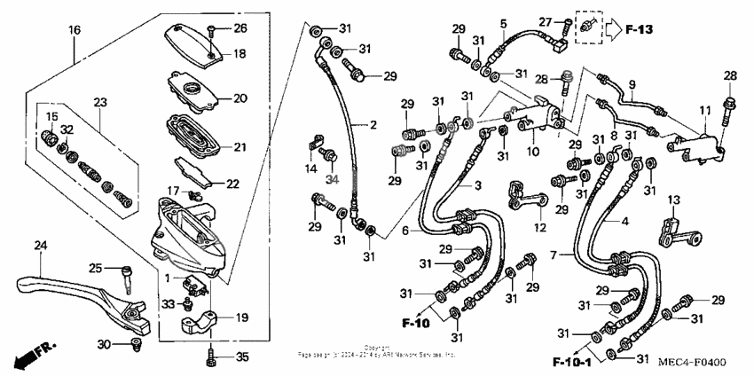 Front brake master cylinder