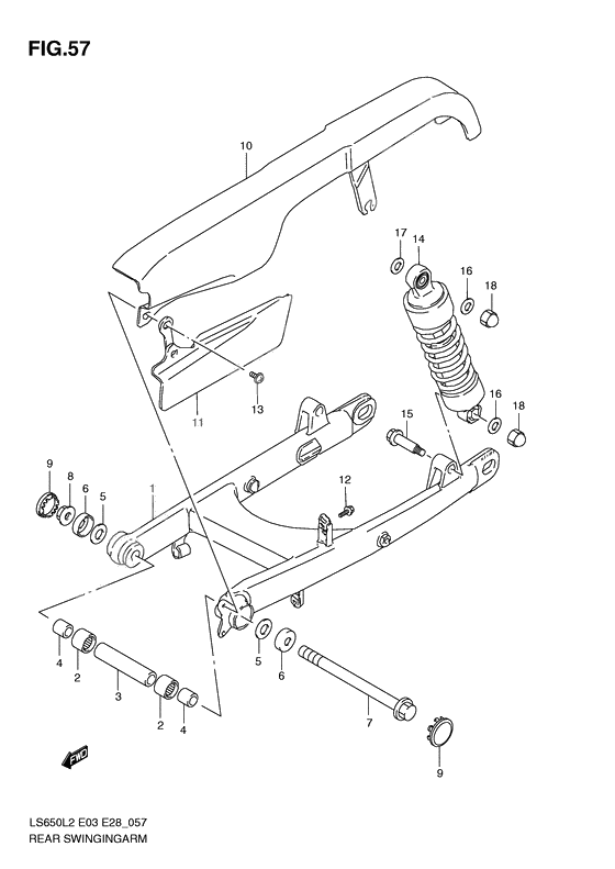 Rear swinging arm