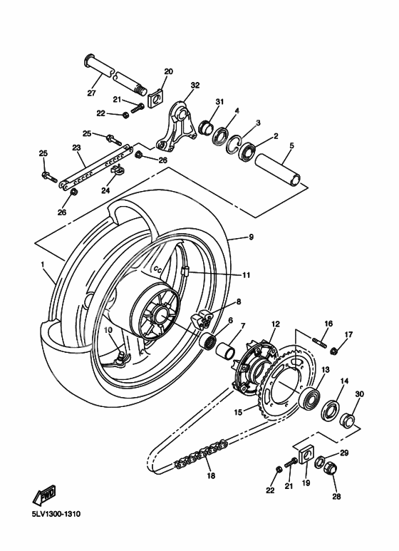 Rear wheel complete assy