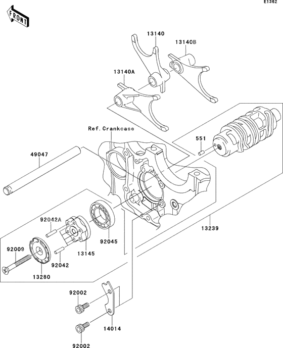 Gear change drum/shift fork(s)