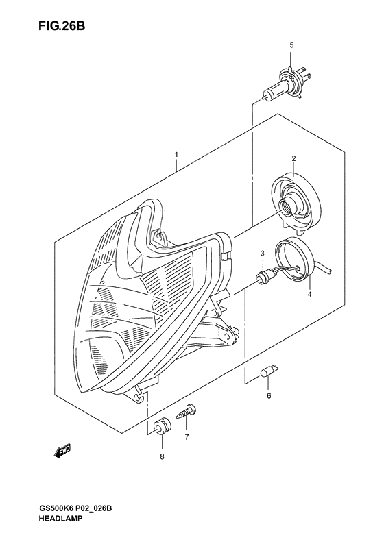 Headlamp              

                  Gs500fk4/k5/k6/fuk4/k5/k6 p2,  p19,  p54