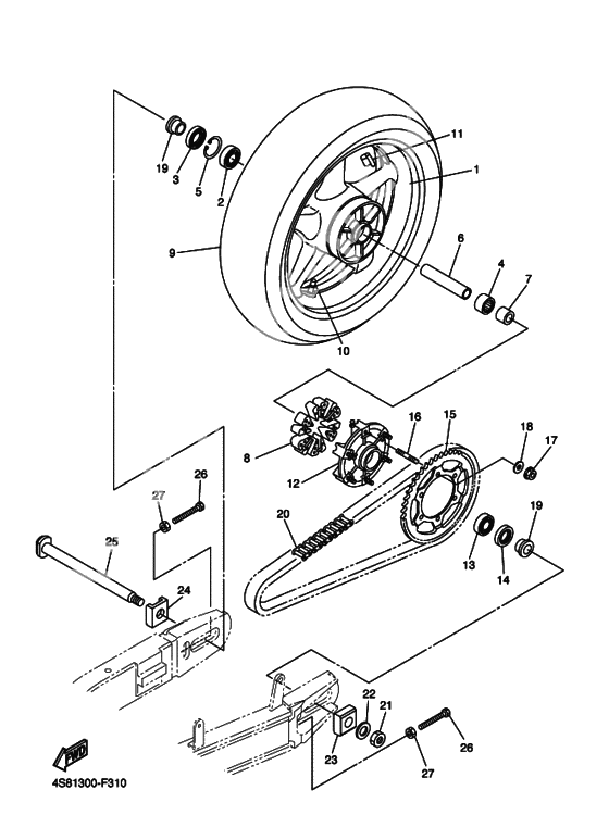 Rear wheel complete assy