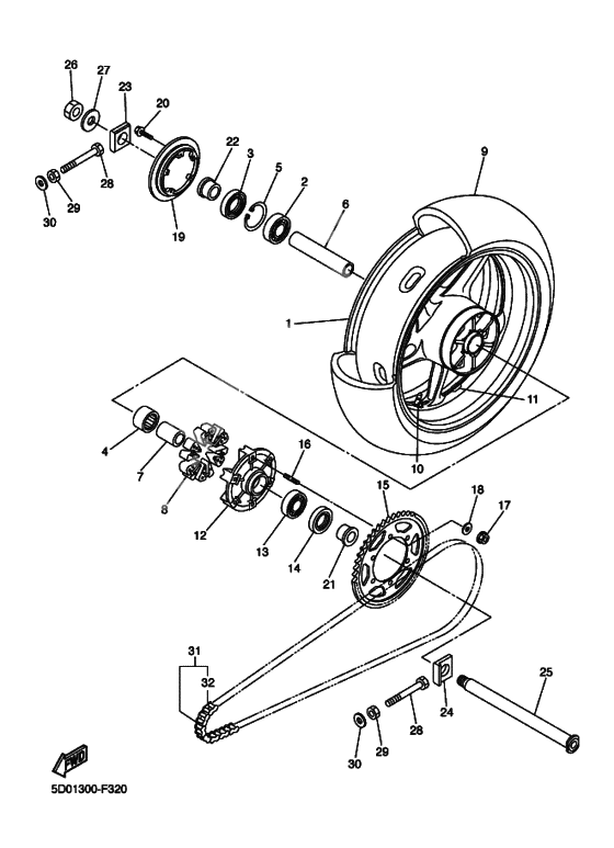 Rear wheel complete assy