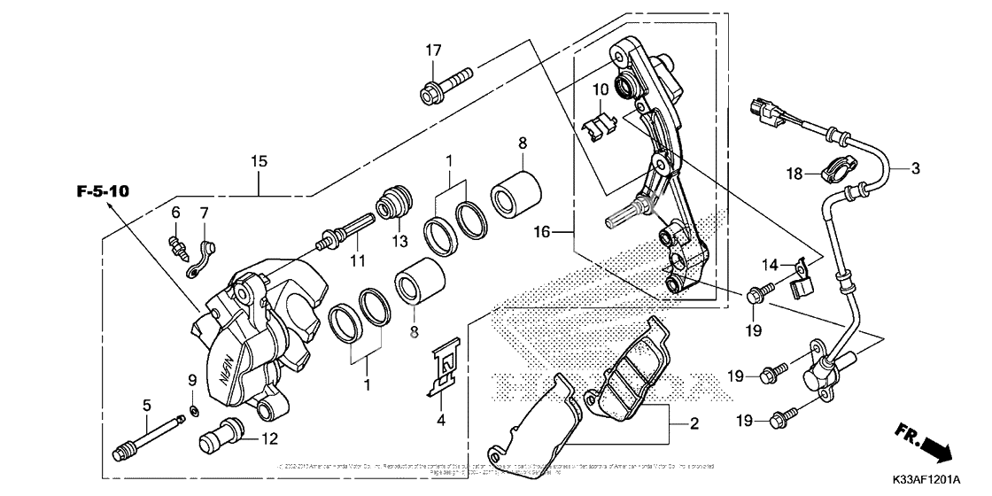 Front brake caliper (abs)