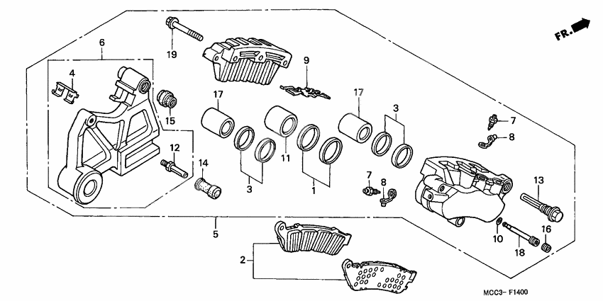 Rear brake caliper