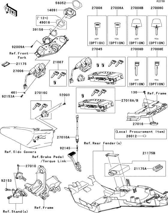 Ignition switch/locks/reflectors