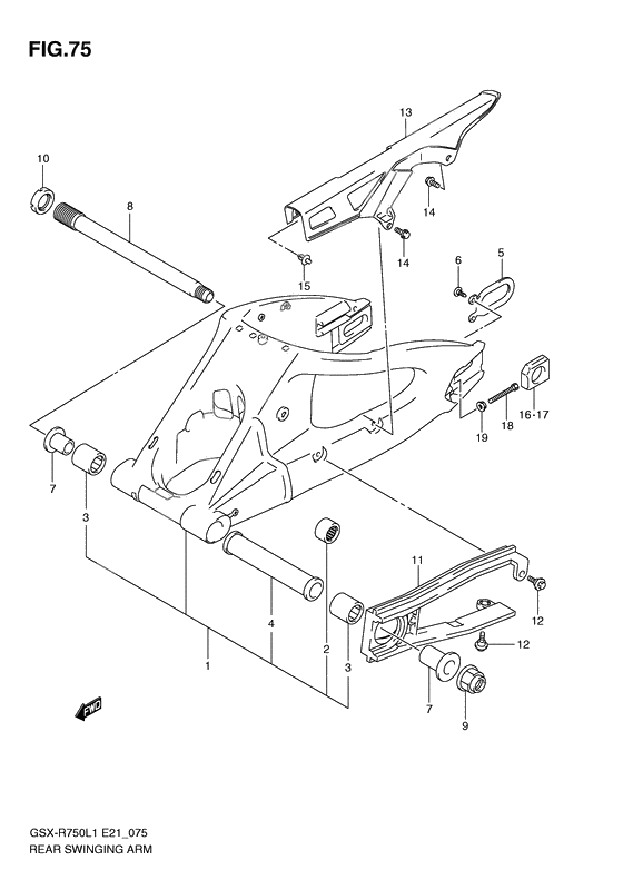 Rear swinging arm