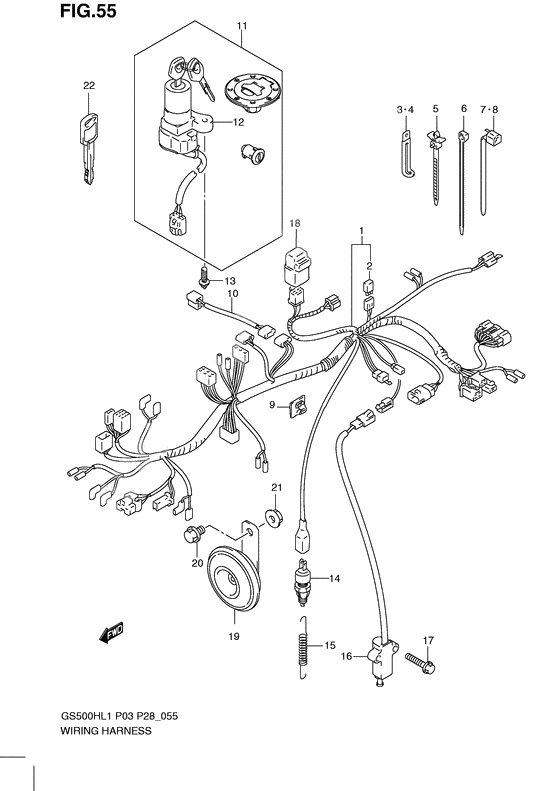 Wiring harness              

                  Gs500fh p28