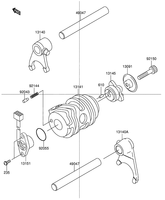 Gear change drum/shift