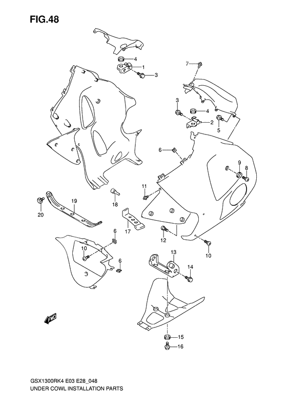 Under cowl installation parts