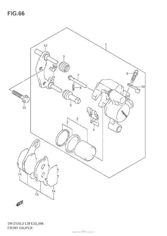 Передний тормозной суппорт (Dr-Z125Ll3 E28)