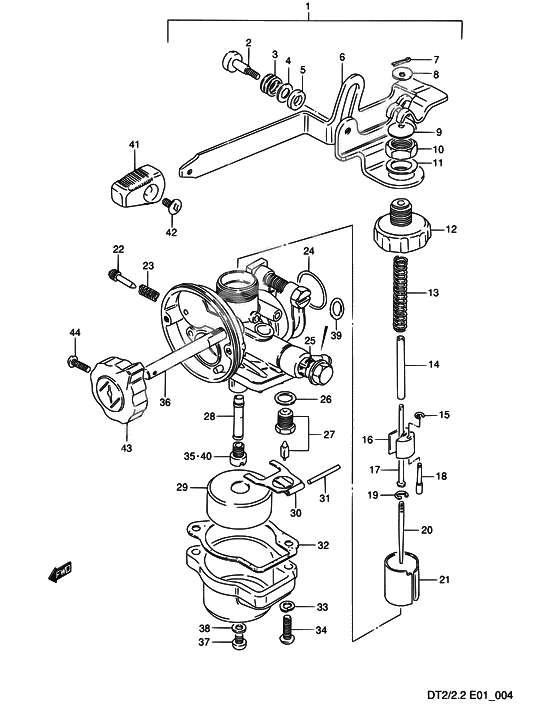 Carburetor assy              

                  (DT2,MODEL:86~89); NOTE :  REFER TO FIG.5 (B- 7) FOR DT2,MODEL:90~00
