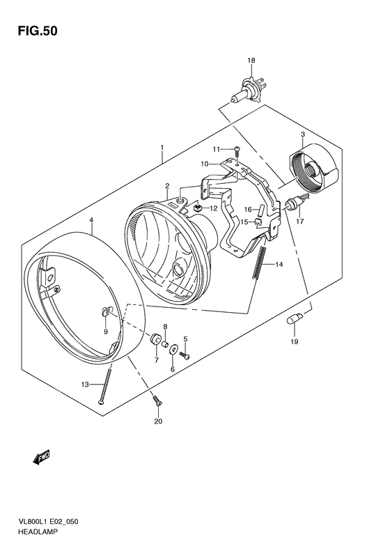 Headlamp assy              

                  Vl800cl1 e19