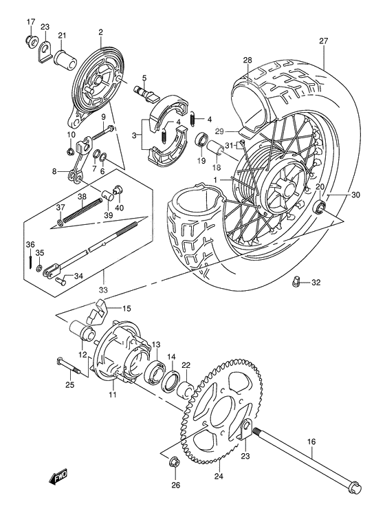 Rear wheel complete assy