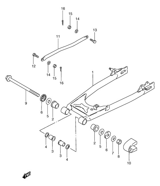 Rear swinging arm