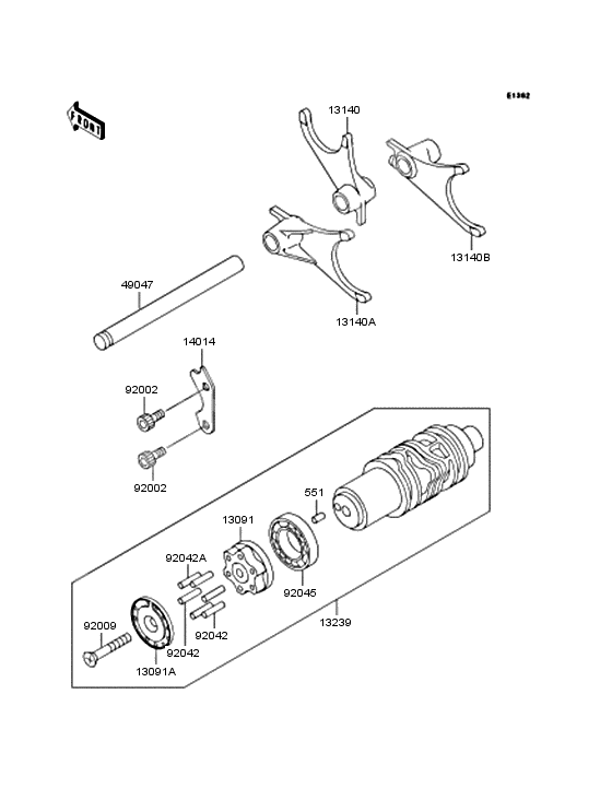 Gear change drum/shift fork              

                  s