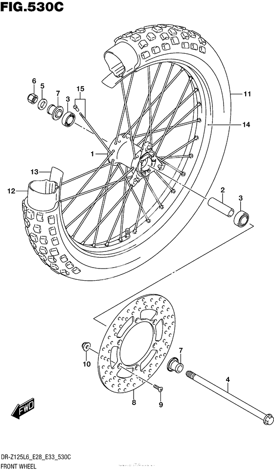 Переднее колесо (Dr-Z125Ll6 E33)