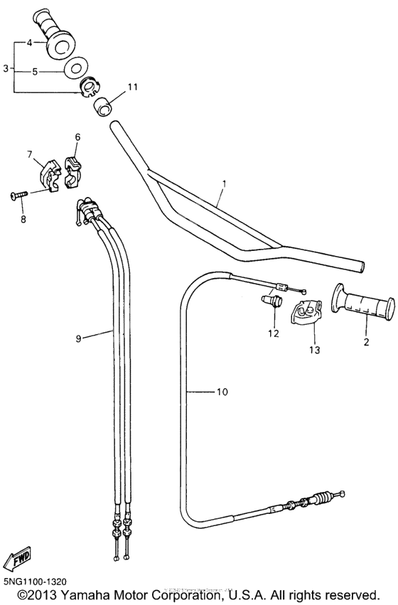 Steering handle cable
