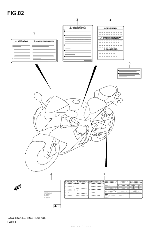 Информационные наклейки (Gsx-R600L3 E28)