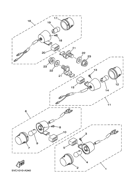 Rear flasher light assy