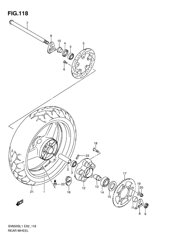 Rear wheel complete assy              

                  Sv650sl1 e2